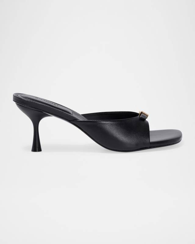 Carey Leather Buckle Mules